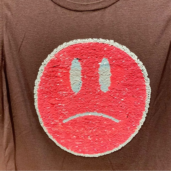 NWOT EXPRESS Dark Grey Modal Color Change Sequin Happy Sad Face Tank Top - Picture 4 of 7